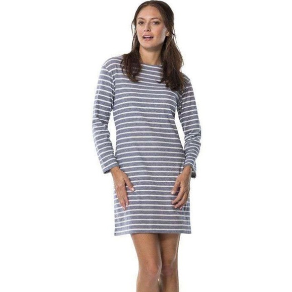 Sail to Sable Textured Knit Stripe Long Sleeve Dress in Navy Size S - Picture 1 of 11
